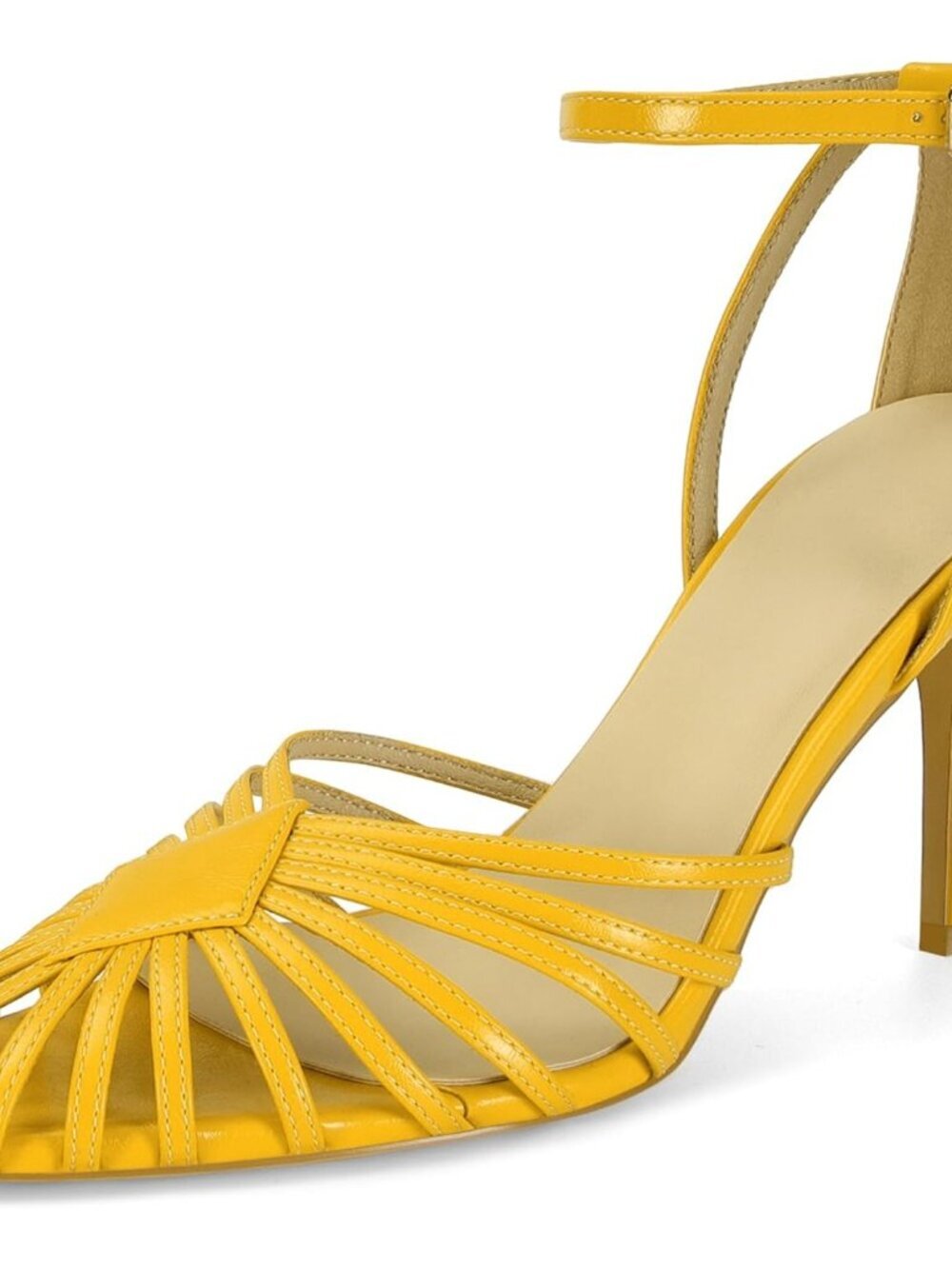 Women's Yellow Pointed Toe Heeled Sandals Ankle Strap Comfort Heels Prom Party